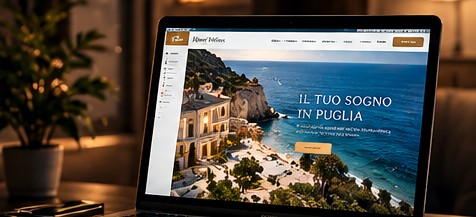 Copertina illustrativa di un sito web visualizzato su laptop