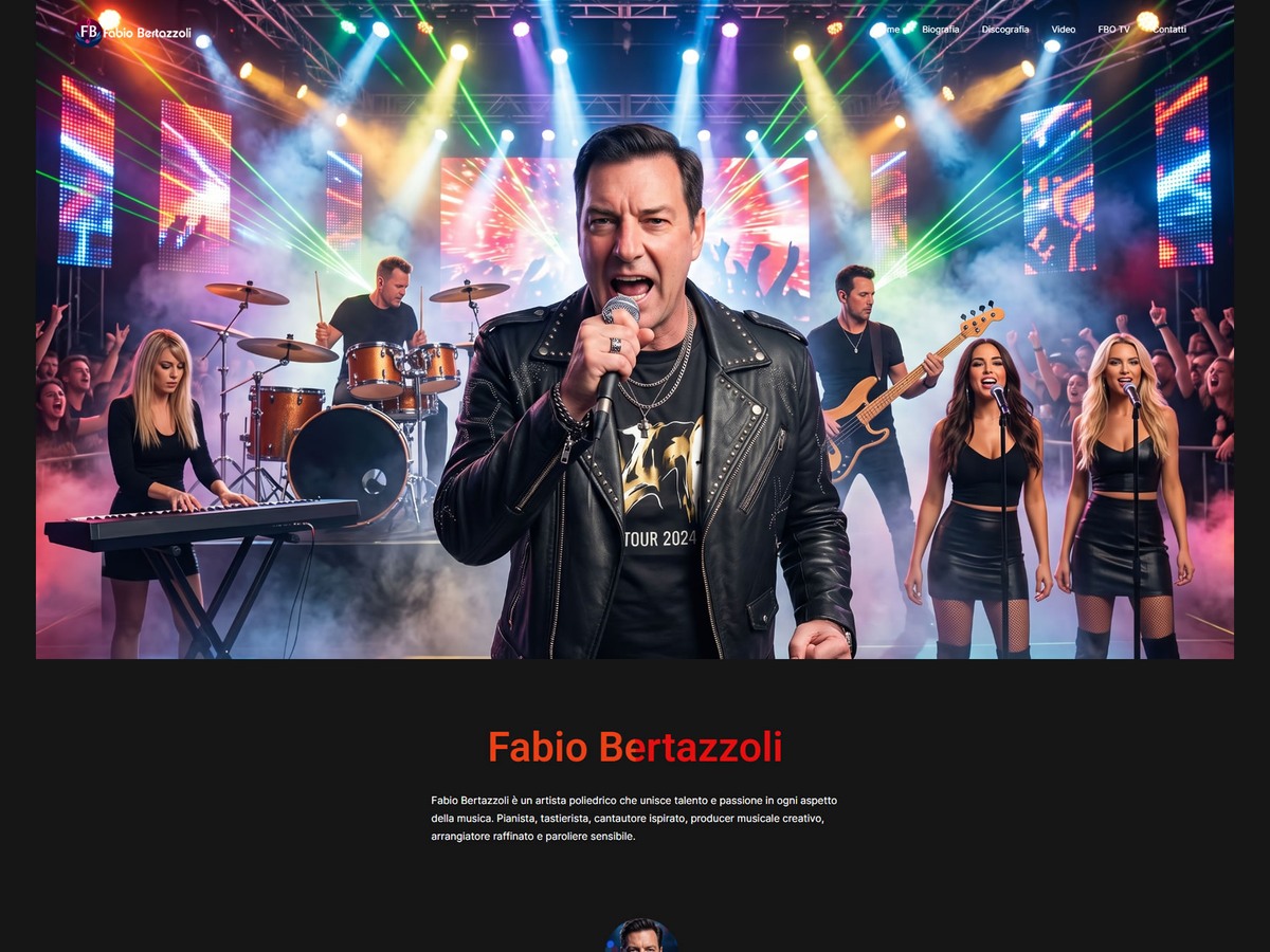 Homepage del sito musicale Fabio Bertazzoli Official, con produzioni musicali, discografia e video